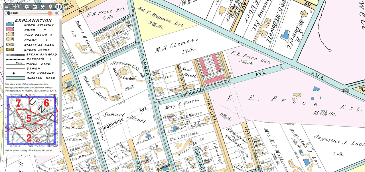 1908 map of Narberth and surroundings