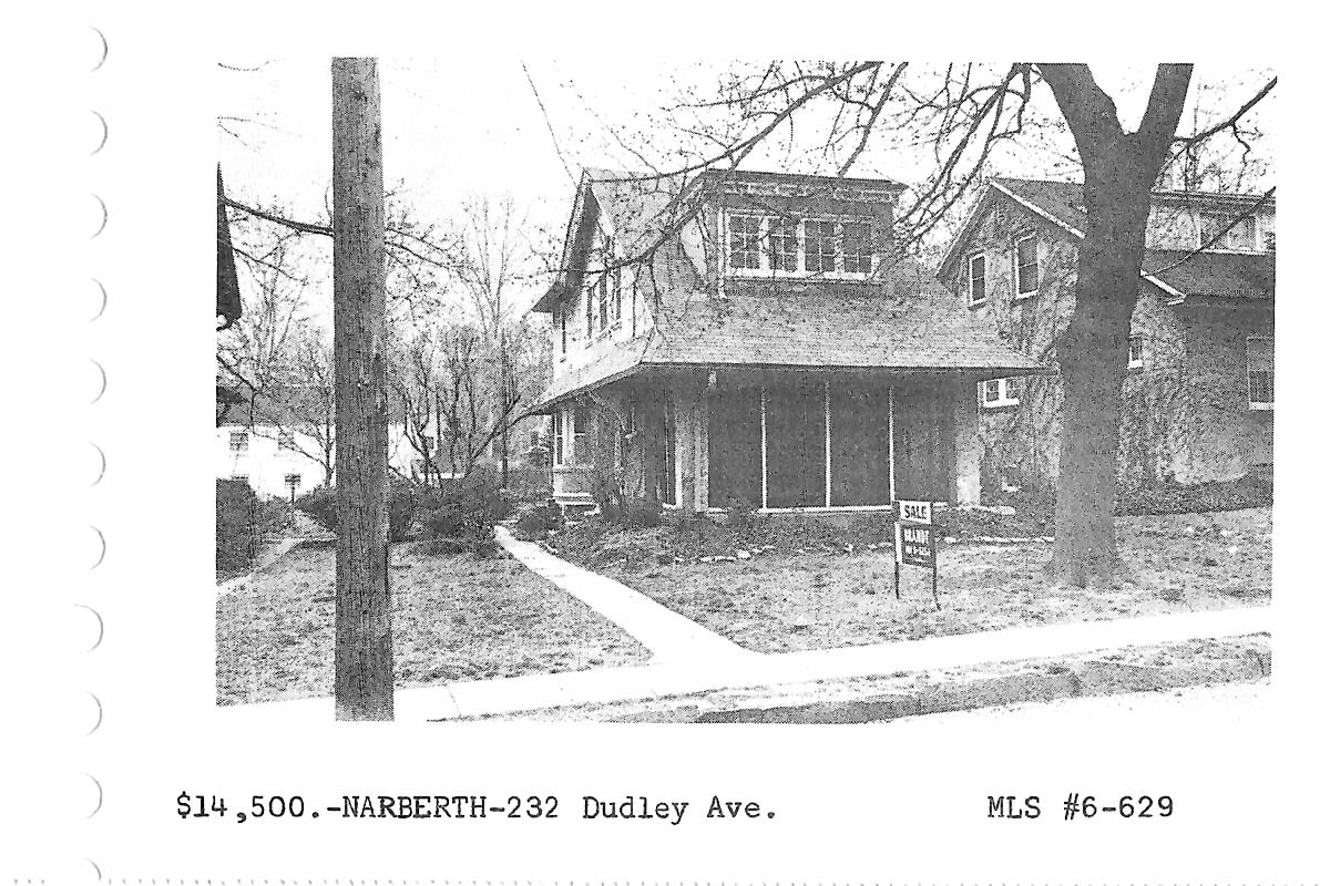 232 Dudley Avenue real estate listing, 1966