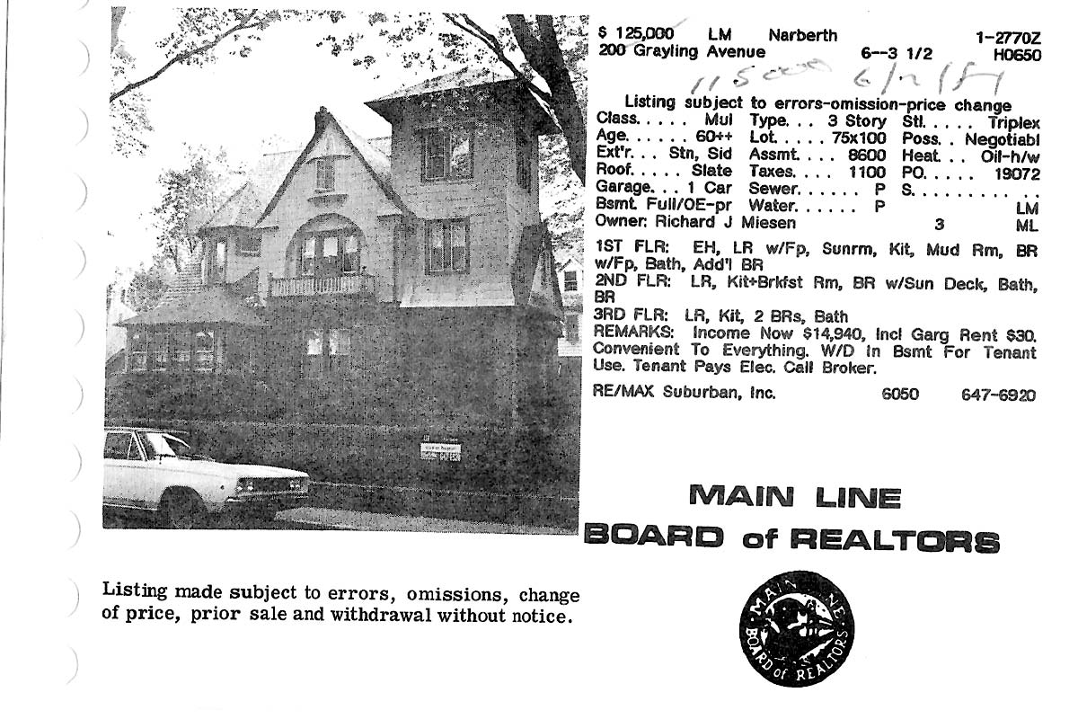200 Grayling Avenue real estate listing, 1981