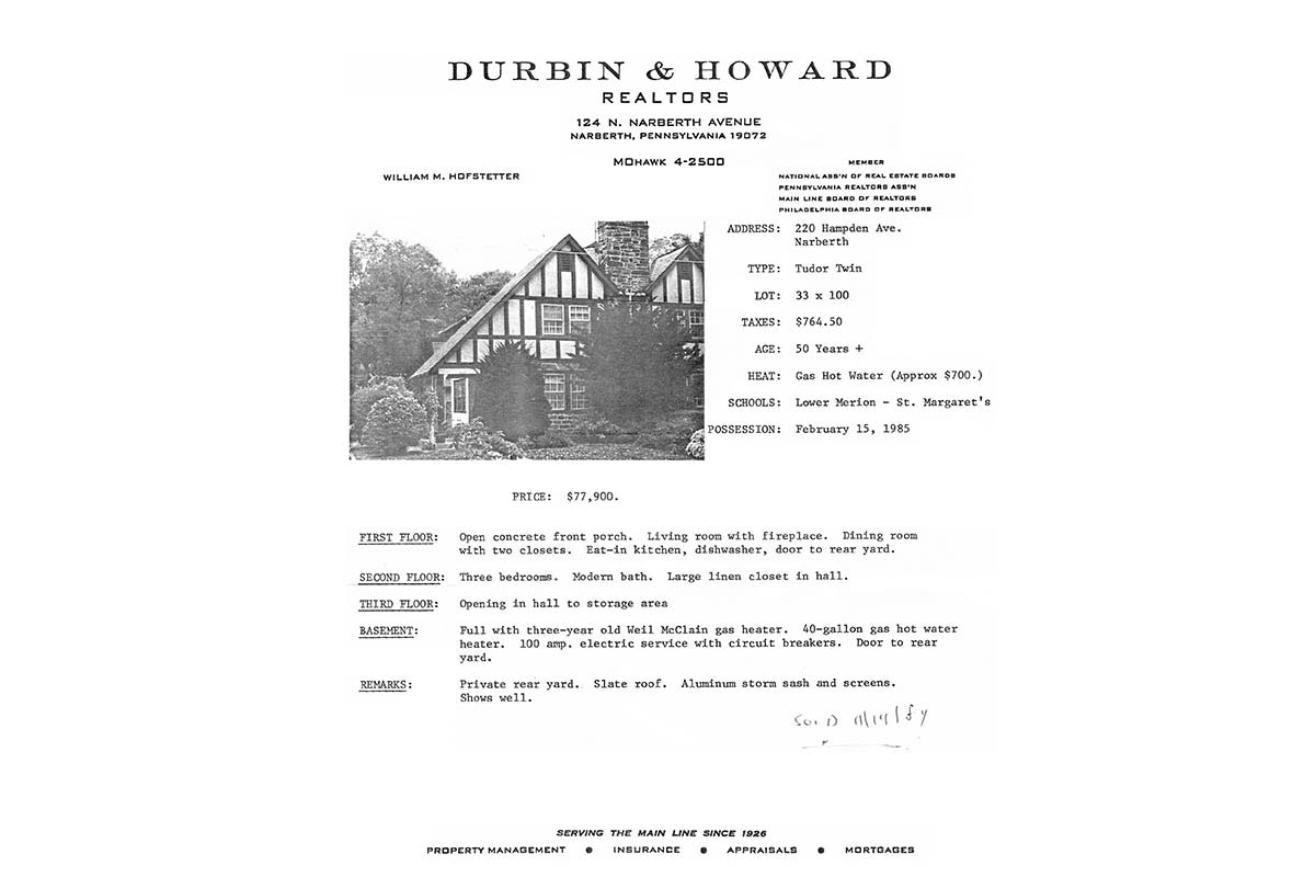 220 Hampden Avenue real estate listing, 1984