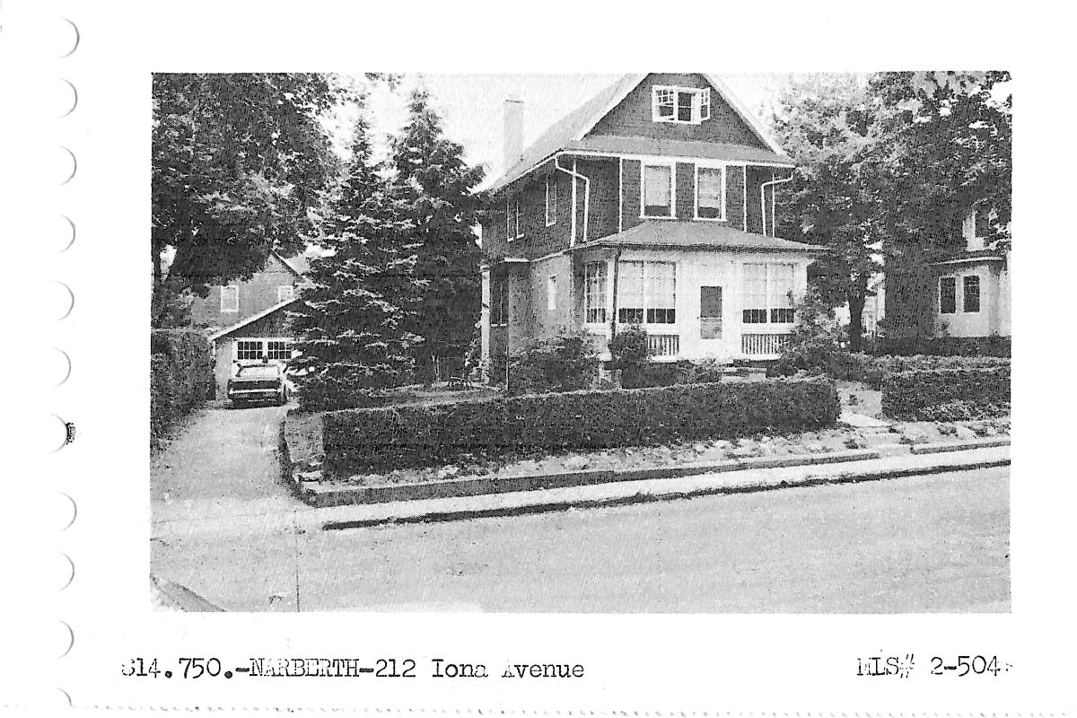 212 Iona Avenue real estate listing, 1962