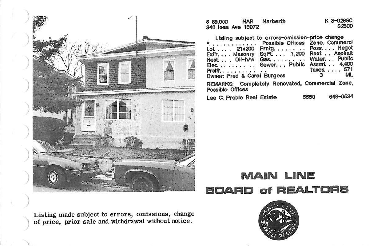 340 Iona Avenue real estate listing, 1983