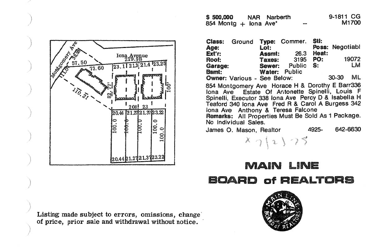 340 Iona Avenue real estate listing, 1979