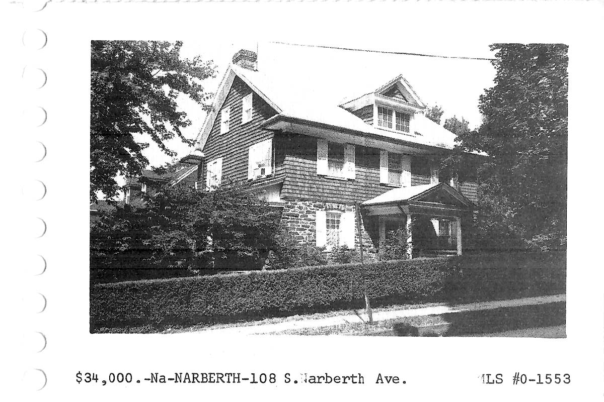 108 S. Narberth Avenue real estate listing, 1970