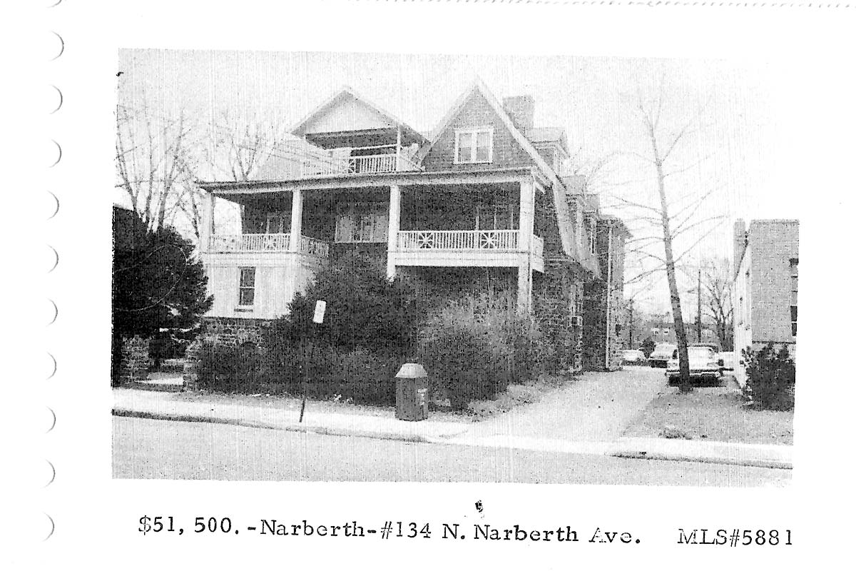 134 N. Narberth Avenue real estate listing, 1961
