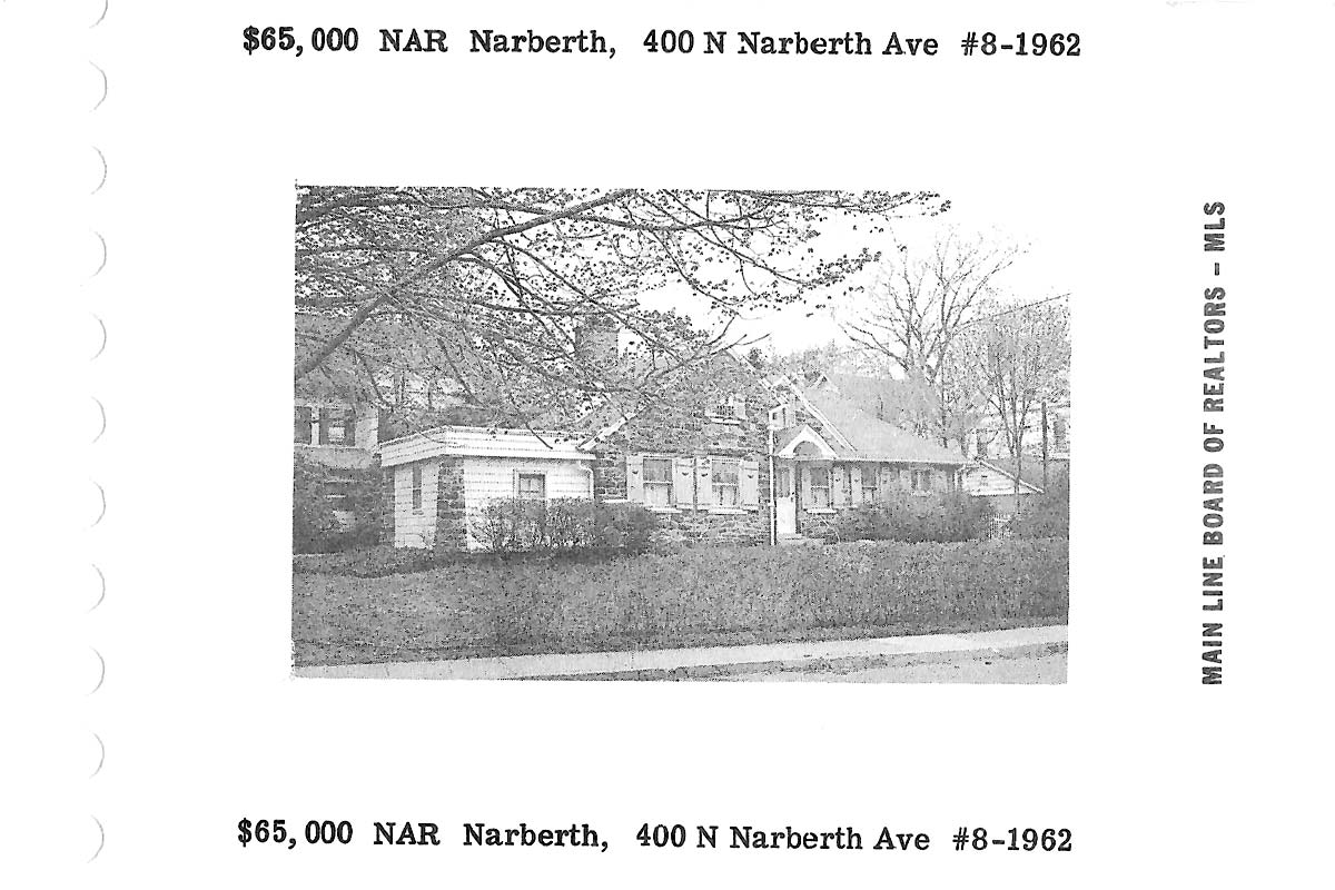 400 N. Narberth Avenue real estate listing, 1978