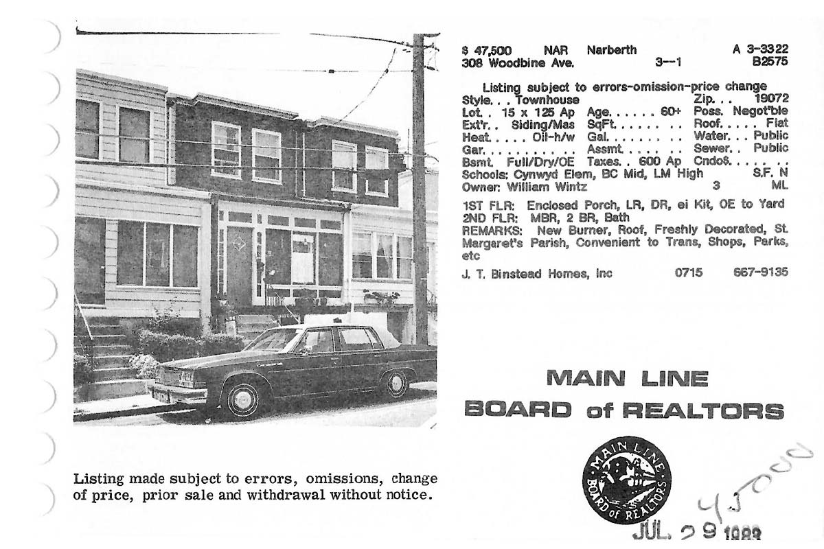 308 Woodbine Avenue real estate listing, 1983