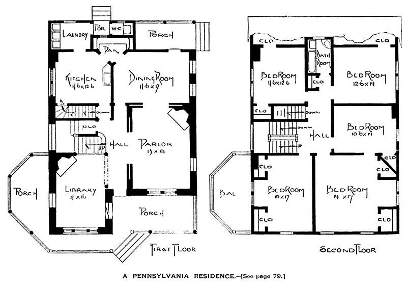 First and second floor plans for 122 Elmwood, Narberth