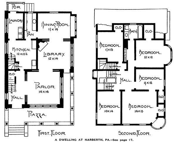 First and second floor plans for 123 Windsor, Narberth