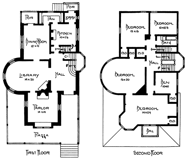 First and second floor plans for 205 Woodside, Narberth